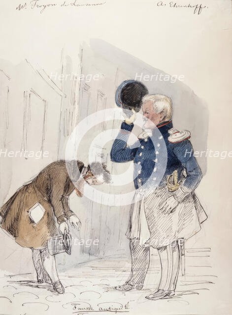 "W. Troyon de Lausanne. A. Ehrenhoff. Fause Antiquité". (c1850s).  Creator: Fritz von Dardel.