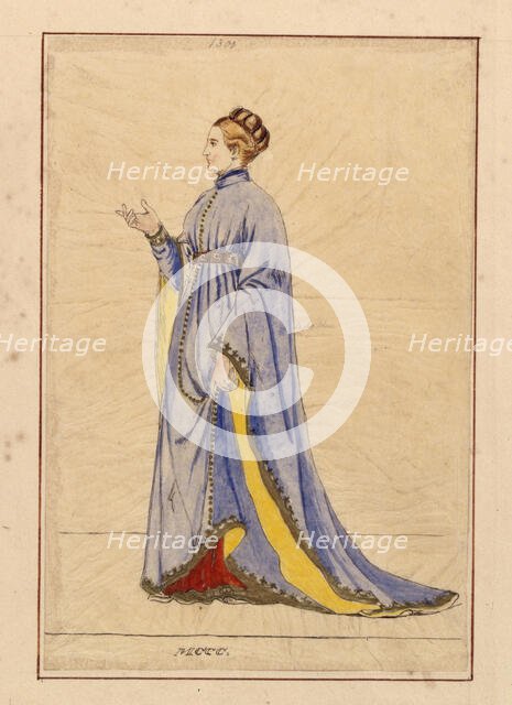 Tracing of a medieval Florentine lady, pre-1849.  Creator: John Everett Millais.