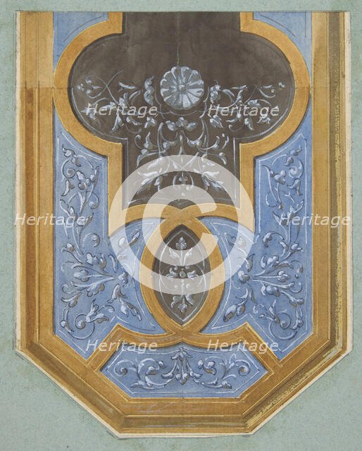 Design for the decoration of a ceiling with rinceaux, 1830-97. Creators: Jules-Edmond-Charles Lachaise, Eugène-Pierre Gourdet.