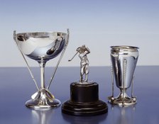 Three silver golf trophies, first half of 20th Century. Artist: Unknown