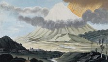 Popocatapetl, Mexico: a flank eruption of the volcano, showing the lateral blast. Creator: Unknown.