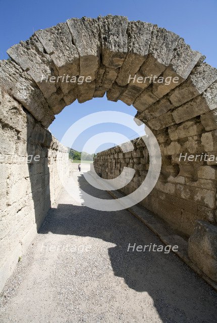 A vaulted passageway linking the stadium to the Altis in Olympia, Greece. Artist: Samuel Magal