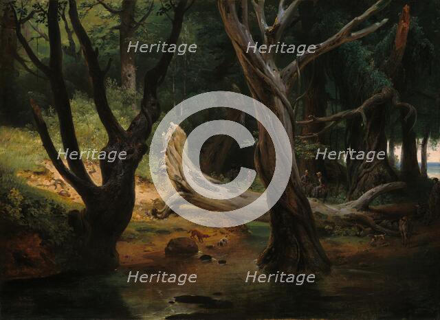 Departure for the Hunt in the Pontine Marshes, 1833. Creator: Émile Jean-Horace Vernet.