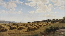 Hay Harvest (Landscape from Western Sweden), 1878. Creator: Berndt Lindholm.