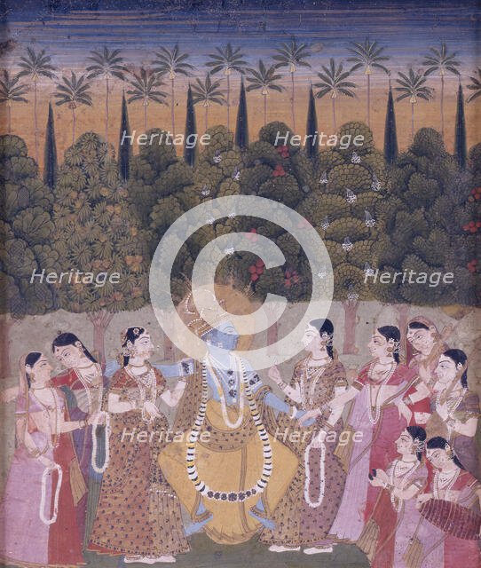 Krishna Dancing with Gopis, 1775-1800. Creator: Unknown.