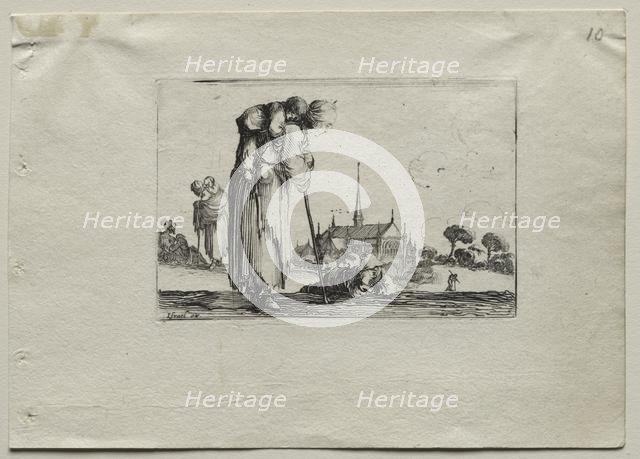 Caprices: Standing Beggar Woman Carrying a Child on her Back. Creator: Stefano Della Bella (Italian, 1610-1664).