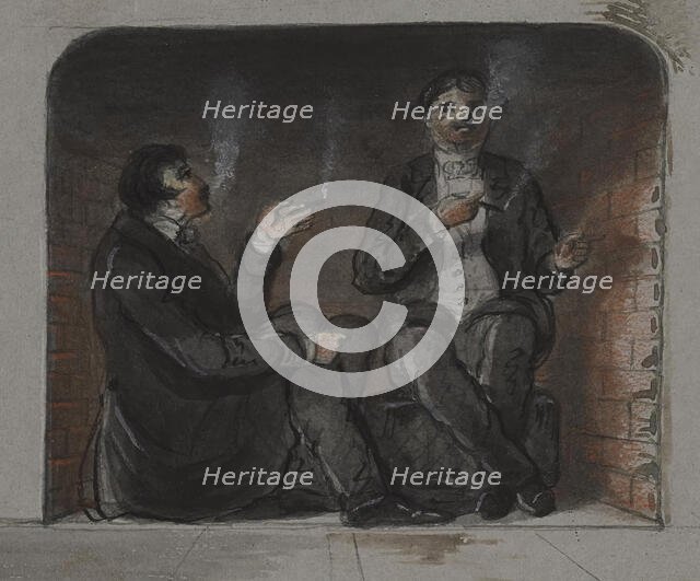 Cigar Smokers, mid 19th century. Creator: Alfred Jacob Miller.