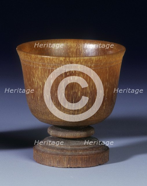 Plain circular stemmed rhino horn cup, Qing dynasty, China, 18th century. Artist: Unknown