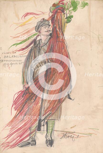 Portrait of Jozef Balaz as a Communard, 1919. Creator: Alajos Strobl.