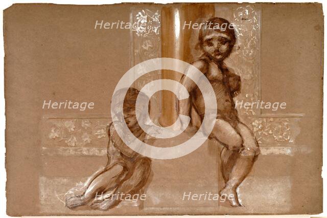 Troy Triptych - Study of Two Putti, 1870-1872. Creator: Sir Edward Coley Burne-Jones.