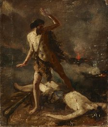 Death of Abel / Skull-Two-sided Painting, 19th century. Creator: Unknown.