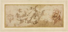 Sheet of Satirical Studies (Amorini Riding Phalli), c. 1650s. Creator: Salvator Rosa (Italian, 1615-1673).