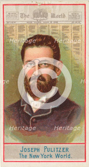 Joseph Pulitzer, The New York World, from the American Editors series (N1) for Allen & Gin..., 1887. Creator: Allen & Ginter.