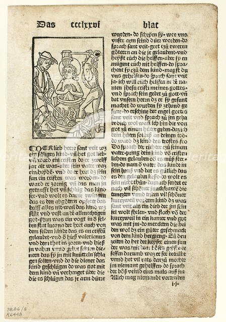 Saint Quiriaco from Heiligenleben (Lives of the Saints), Plate 8 from Woodcuts from..., 1929. Creators: Unknown, Johann Schönsperger the Elder, Jacobus de Voragine, Wilhelm Ludwig Schreiber.