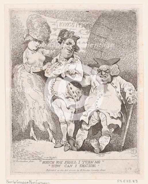 Which Way Shall I Turn Me? How Can I Decide?, ca. 1780., ca. 1780. Creator: Thomas Rowlandson.