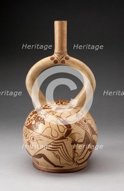 Stirrup Vessel Depicting an Anthropomorphic Crab and Abstract Fish, 100 B.C./A.D. 500. Creator: Unknown.