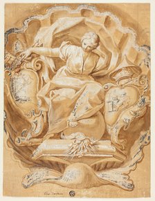 Allegorical Figure with Arms of Alexander VIII (Ottoboni) and Arms of Papacy, n.d. Creator: Francesco Mancini.