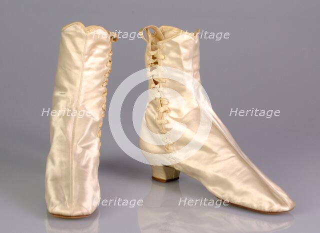 Wedding boots, American, 1873. Creator: Edwin C. Burt & Co..