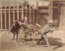 [Japanese Woman Posing in a Carriage], 1870s. Creator: Unknown.