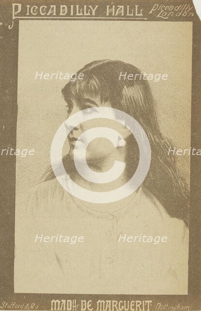 Mademoiselle de Marguerit at Piccadilly Hall, 1886.  Creator: Unknown.