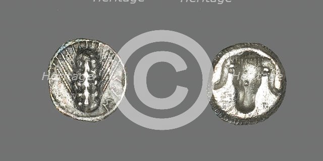 Diobol (Coin) Depicting an Ear of Grain, 500-473 BCE. Creator: Unknown.