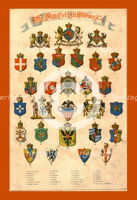 'The Arms of All Nations', 1858. Creator: Unknown.