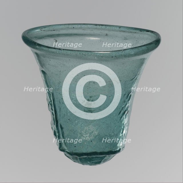 Glass Palm Cup with Relief Inscription, Frankish, late 7th century. Creator: Unknown.