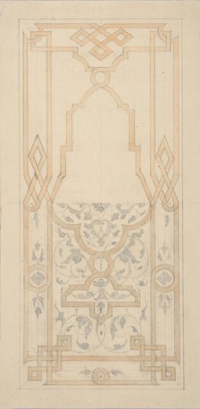 Design for a panel ornamented with strapwork and rinceaux, 1830-97. Creators: Jules-Edmond-Charles Lachaise, Eugène-Pierre Gourdet.