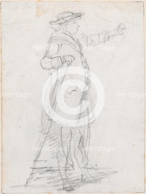 Man with a Walking Stick, Seen in Profile [recto], probably c. 1754/1765. Creator: Hubert Robert.
