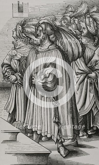 The Archdukes and High Barons of Germany at the coronation of Emperor Maximilian on 4 Feb 1508 (1877 Creator: Unknown.