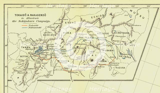 Tokaido & Nakasendo to illustrate the Sekigahara Campaign', 1903. Creator: Unknown.