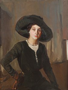 Elena in Black Hat, 1910. Creator: Sorolla y Bastida, Joaquín (1863-1923).