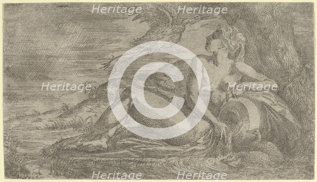 Nymph Watching a Heron Flying Away, ca. 1542-45. Creator: Leon Davent.