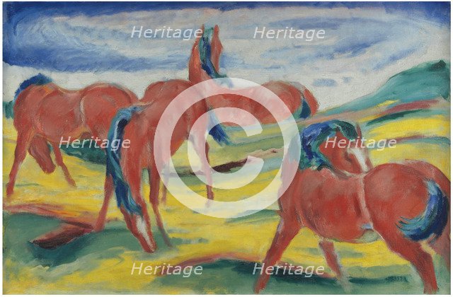 Grazing horses III, 1910. Artist: Marc, Franz (1880-1916)