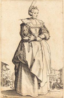 Noble Woman with a Small Hat, c. 1620/1623. Creator: Jacques Callot.