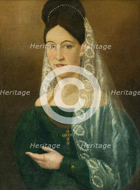 Portrait of a woman in a white veil, 1840-1850. Creator: Unknown.