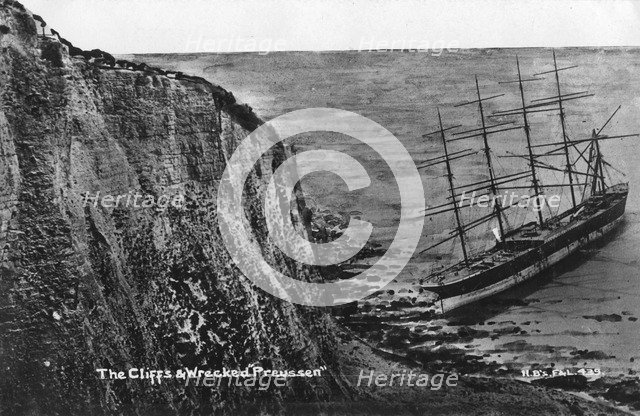The cliffs and wrecked 'Preussen', Dover, 20th century. Artist: Unknown