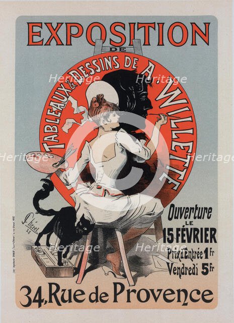 Affiche pour l' "l'Exposition de Tableaux et Dessins de A. Willette"., c1898. Creator: Jules Cheret.
