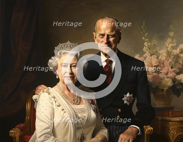 AI IMAGE - Portrait of Queen Elizabeth II and Prince Philip, 2010s, (2023). Creator: Heritage Images.