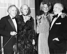 Mr and Mrs Yehudi Menuhin (1916-1999) and Mr and Mrs Louis Kentner (1905-1986), American Musicians. Artist: Sidney Harris
