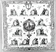 Handkerchief, England, 1780/90. Creator: Unknown.