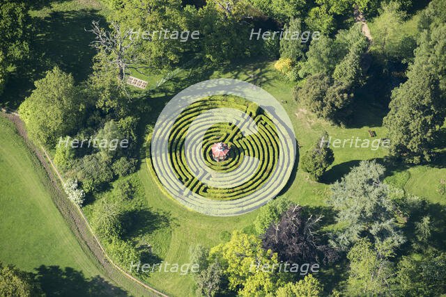 The Hornbeam Maze and Chinese Pavilion at Woburn Abbey, Woburn, Bedfordshire, 2018. Creator: Historic England.