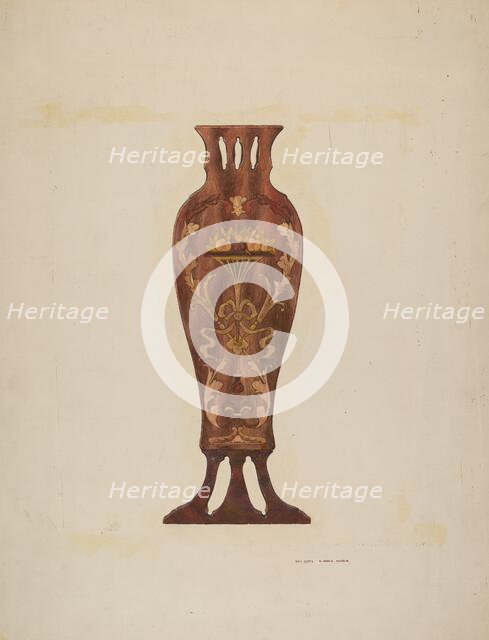 Inlaid Chippendale Chair Panel, c. 1939. Creator: Ralph Morton.