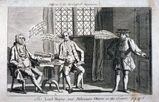 The Lord Mayor [Brass Crosby] and Alderman Oliver, imprisoned in the Tower of London, 1771. Artist: Anon