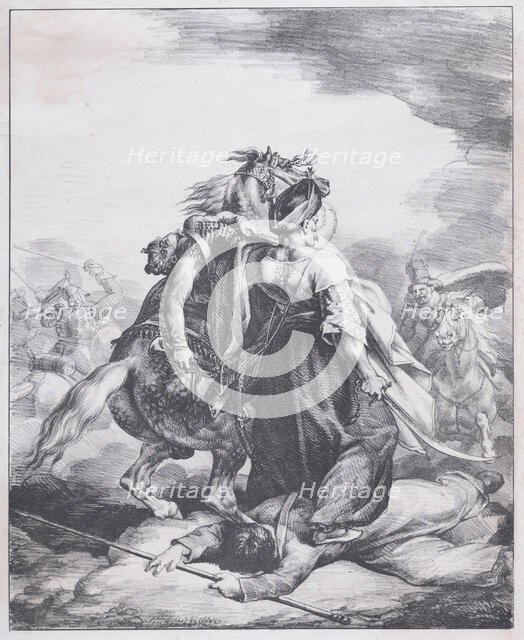 Mameluck Defending a Wounded Trumpeter, 1818. Creator: Theodore Gericault.