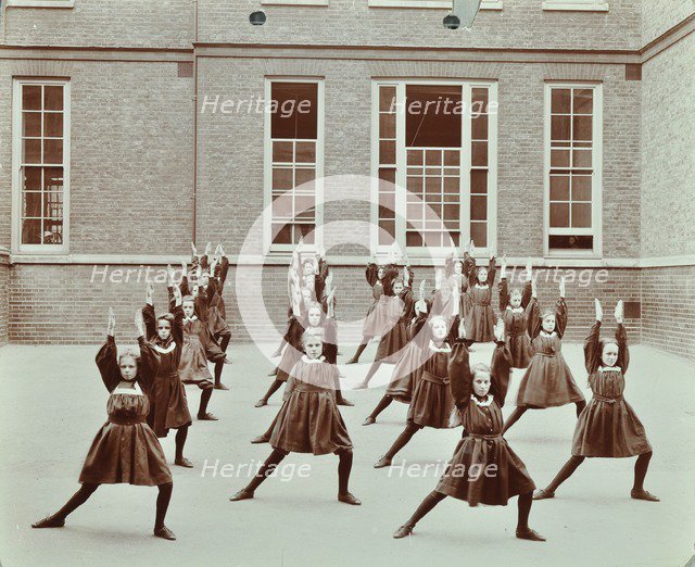 Girls' exercise drill, Montem Street School, Islington, London, 1906. Artist: Unknown.