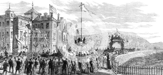 Improvements on the Kentish coast: Prince of Wales opening Hythe Marine Parade and Embankment, 1881. Creator: Unknown.