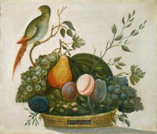 Basket of Fruit with Parrot, 1777. Creator: A.M. Randall.