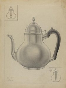 Silver Teapot, 1935/1942. Creator: Clayton Braun.