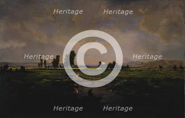 Un Marais dans Les Landes, (A Marsh in Les Landes), c1853. Creator: Theodore Rousseau.